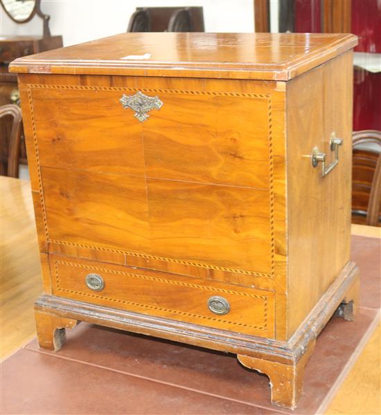 A small Georgian style mahogany chequer inlaid chest, W.51cm
